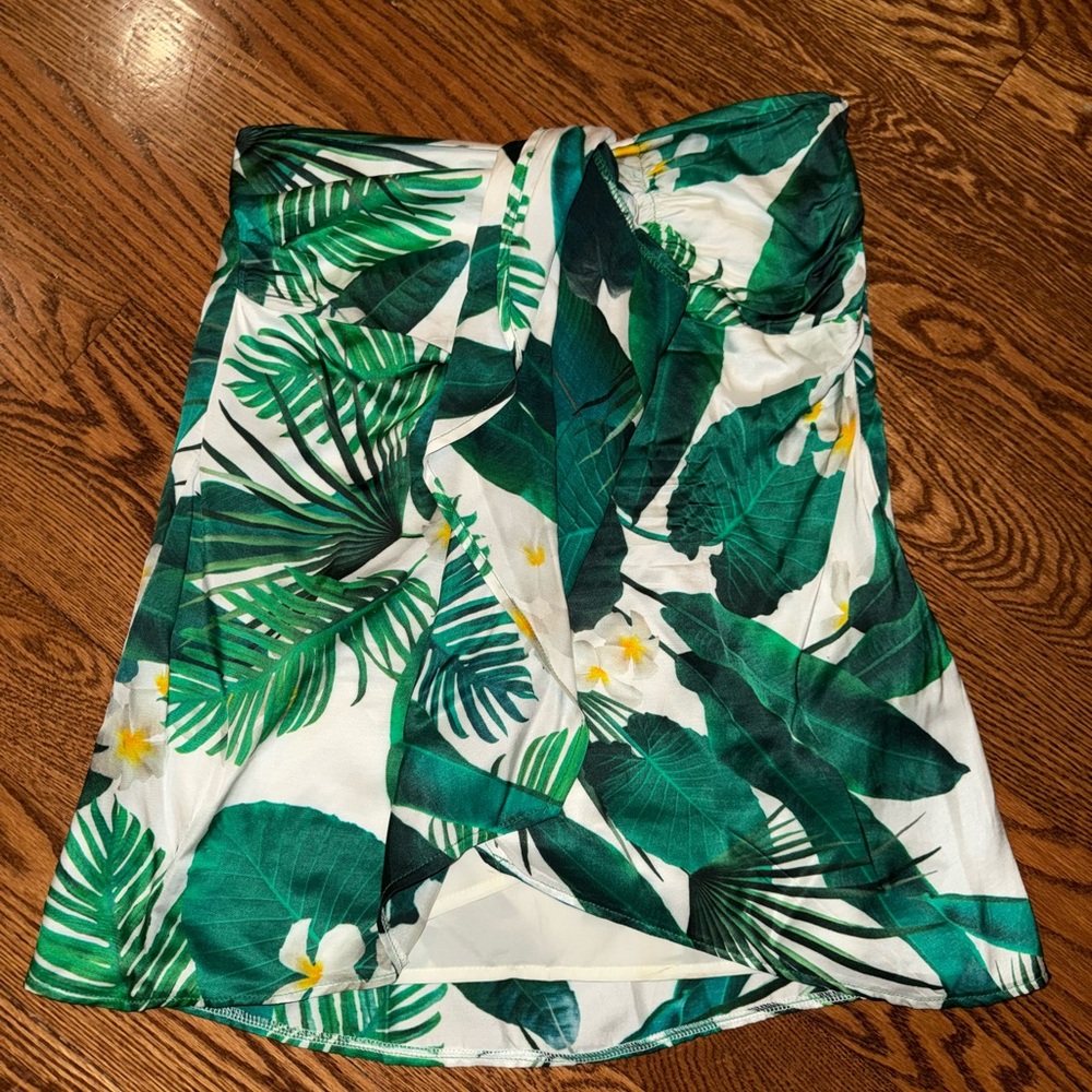 Boston Proper Green Floral Skirt